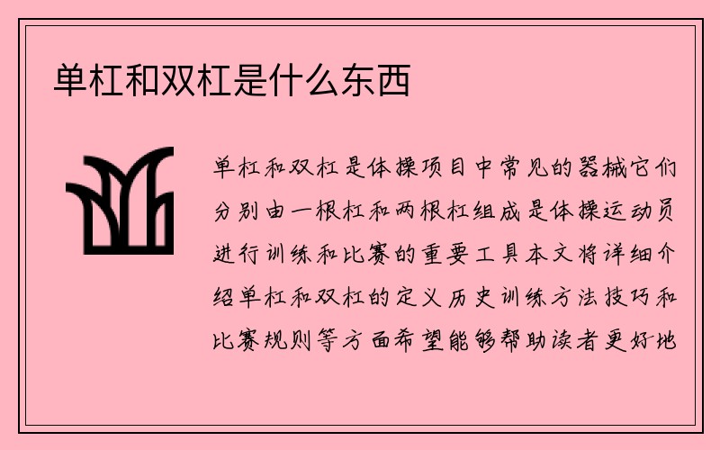 单杠和双杠是什么东西