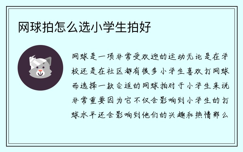 网球拍怎么选小学生拍好